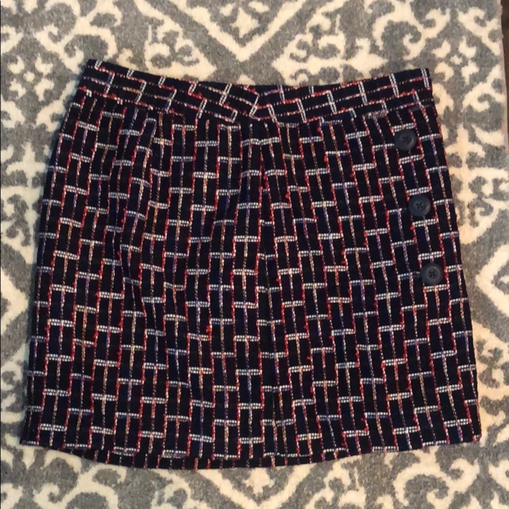 Plaid tweed Loft mini pencil skirt